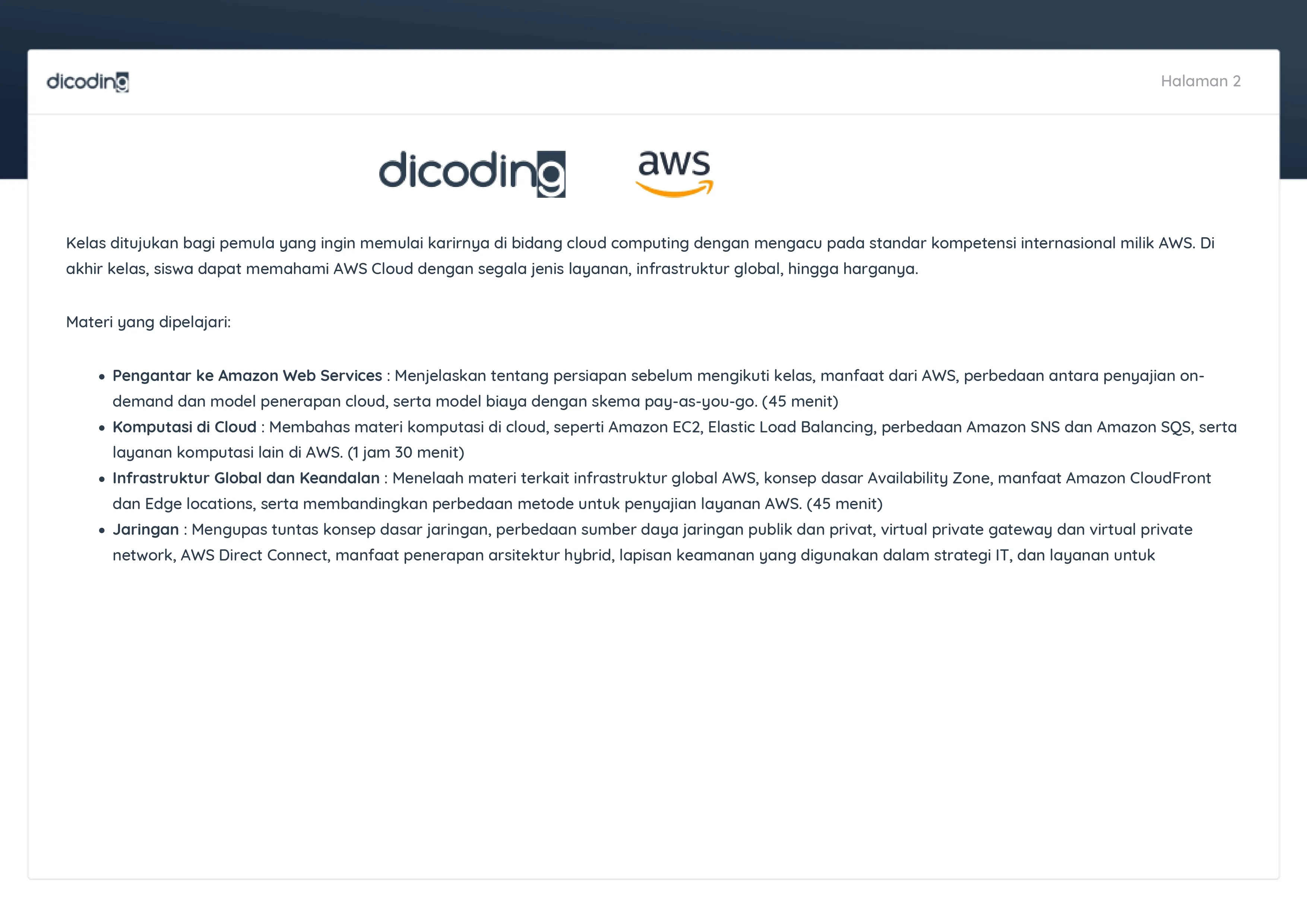 Dicoding Cloud and AI AWS 